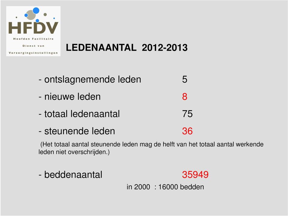 steunende leden mag de helft van het totaal aantal werkende