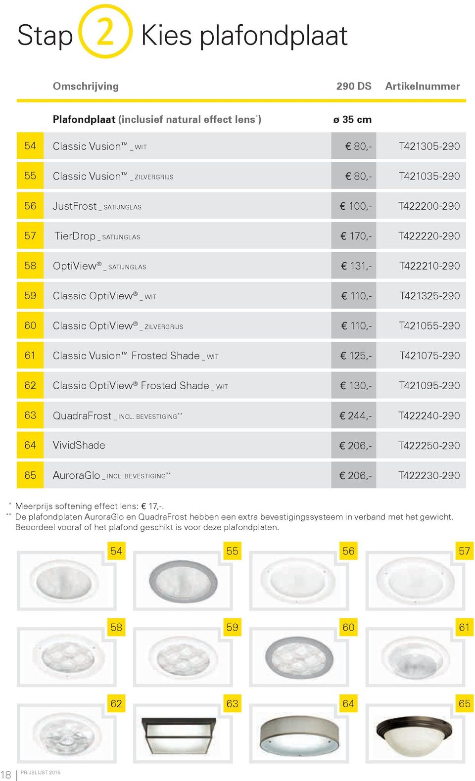 OptiView _ ZILVERGRIJS 110,- T421055-290 61 Classic Vusion Frosted Shade _ WIT 125,- T421075-290 62 Classic OptiView Frosted Shade _ WIT 130,- T421095-290 63 QuadraFrost _ INCL.