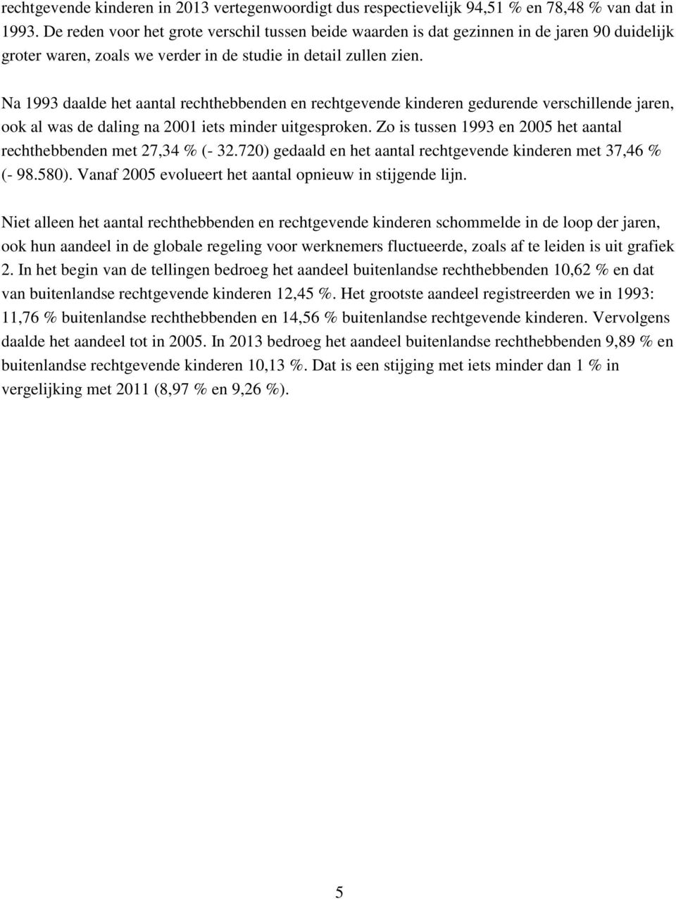 Na 1993 daalde het aantal rechthebbenden en rechtgevende kinderen gedurende verschillende jaren, ook al was de daling na 21 iets minder uitgesproken.