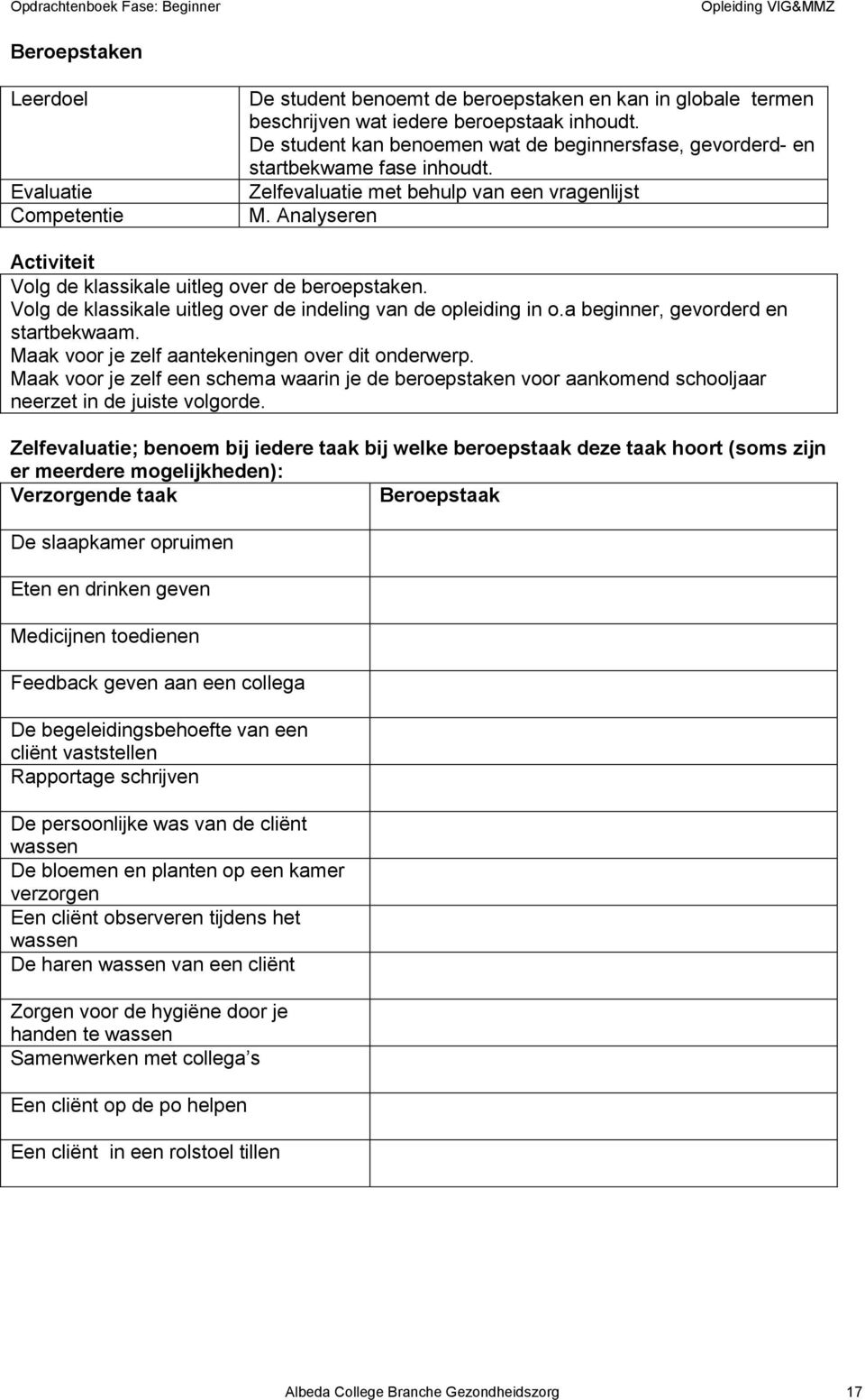 Volg de klassikale uitleg over de indeling van de opleiding in o.a beginner, gevorderd en startbekwaam. Maak voor je zelf aantekeningen over dit onderwerp.