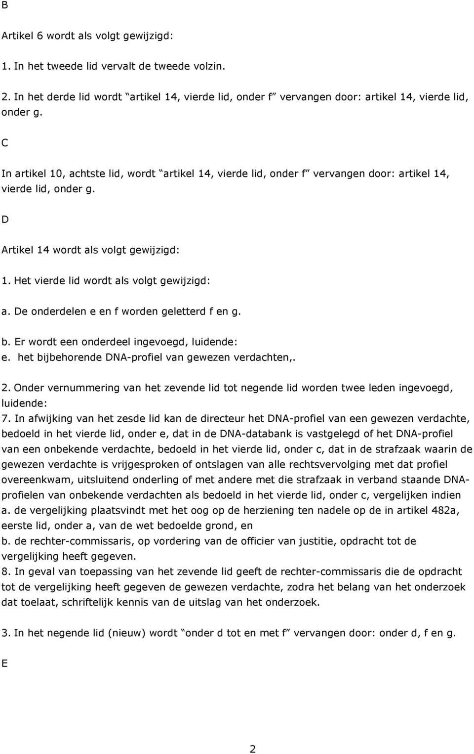 Het vierde lid wordt als volgt gewijzigd: a. De onderdelen e en f worden geletterd f en g. b. Er wordt een onderdeel ingevoegd, luidende: e. het bijbehorende DNA-profiel van gewezen verdachten,. 2.