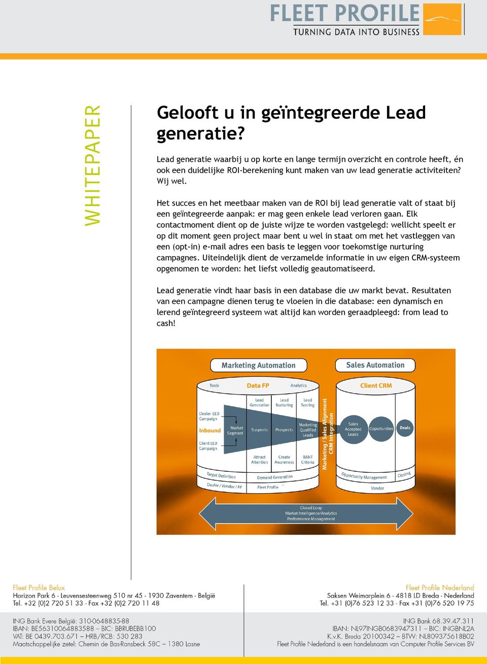 Het succes en het meetbaar maken van de ROI bij lead generatie valt of staat bij een geïntegreerde aanpak: er mag geen enkele lead verloren gaan.