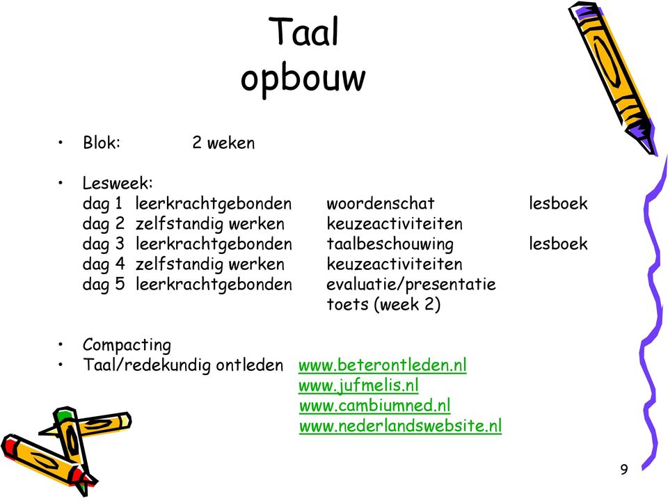 keuzeactiviteiten dag 5 leerkrachtgebonden evaluatie/presentatie toets (week 2) Compacting