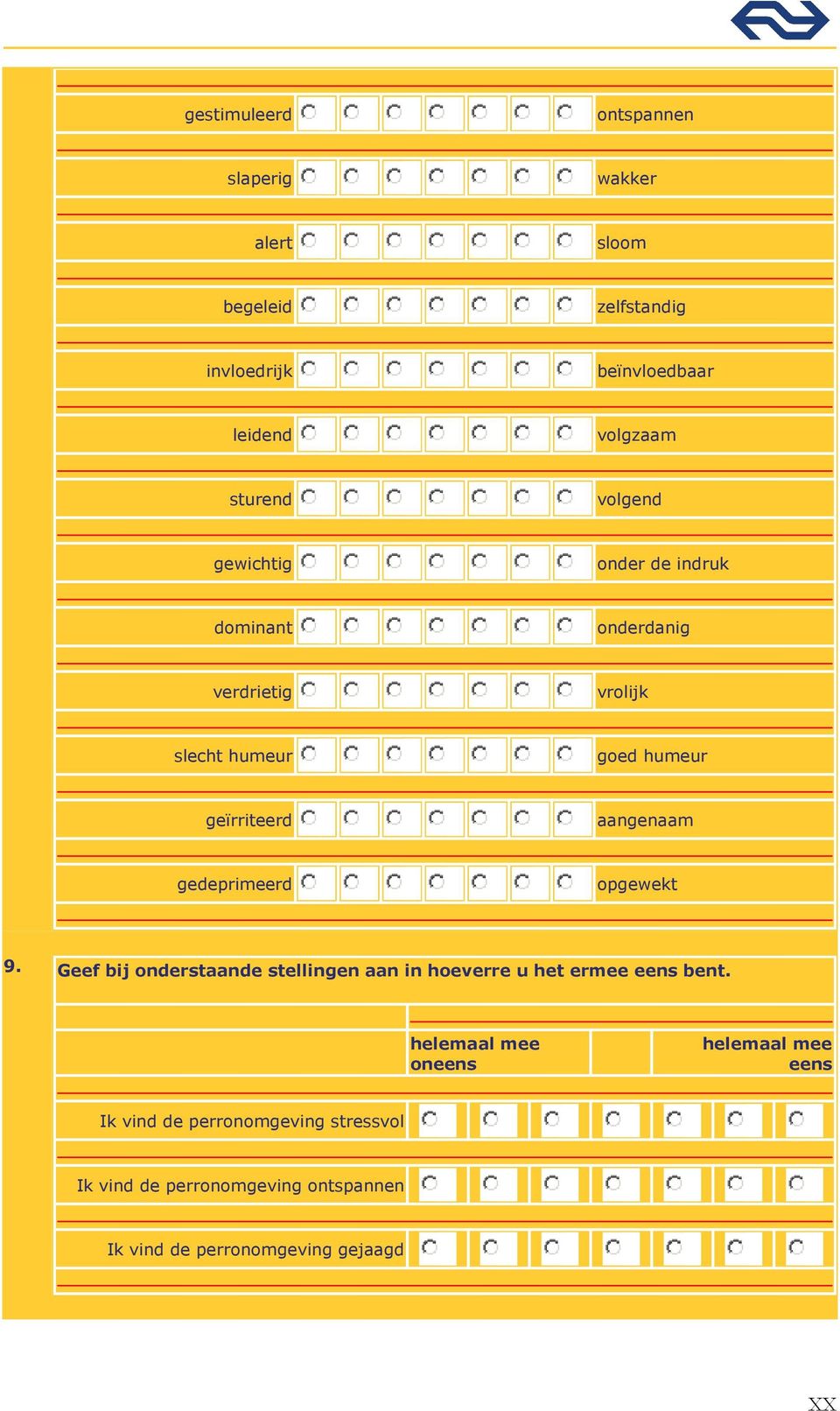 humeur geïrriteerd aangenaam gedeprimeerd opgewekt 9.