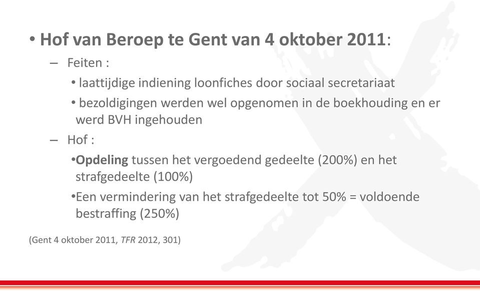 ingehouden Hof : Opdeling tussen het vergoedend gedeelte (200%) en het strafgedeelte (100%) Een