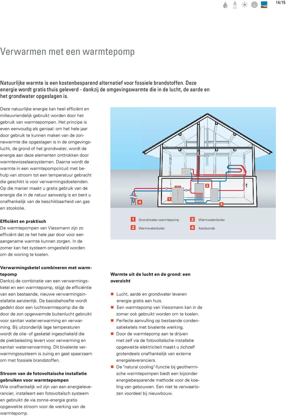 Deze natuurlijke energie kan heel efficiënt en milieuvriendelijk gebruikt worden door het gebruik van warmtepompen.