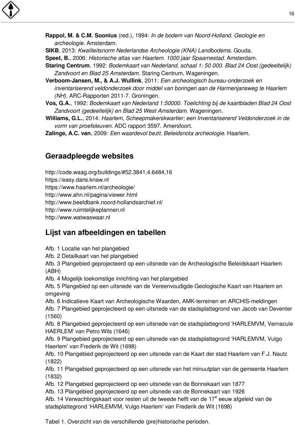 Staring Centrum, Wageningen. Verboom-Jansen, M., & A.J. Wullink, 2011: Een archeologisch bureau-onderzoek en inventariserend veldonderzoek door middel van boringen aan de Harmenjansweg te Haarlem (NH).
