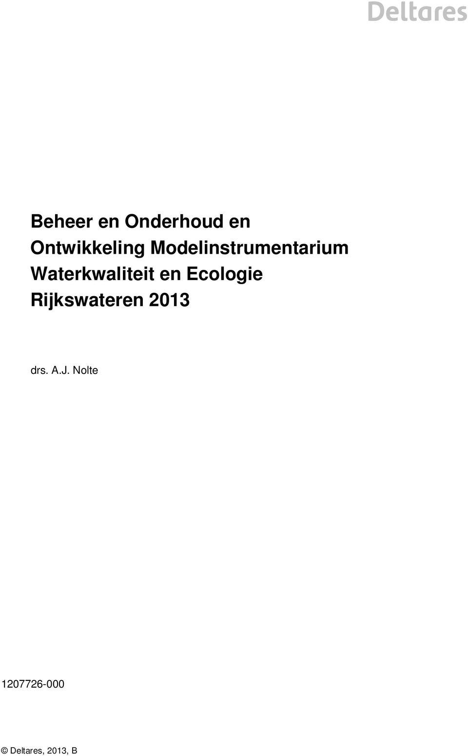 Rijkswateren 2013 KPP B&O