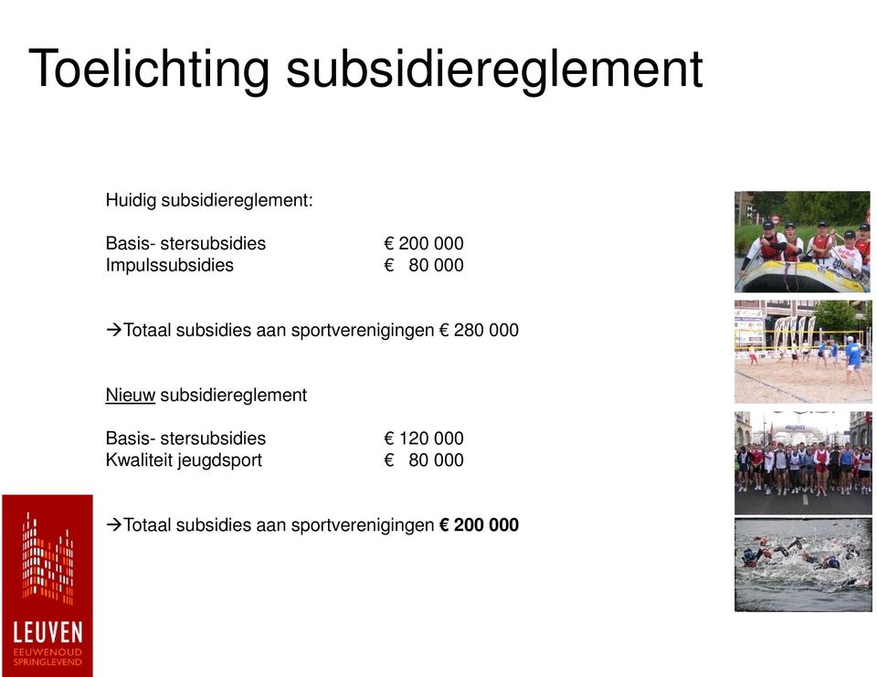 sportverenigingen 280 000 Nieuw subsidiereglement Basis- stersubsidies