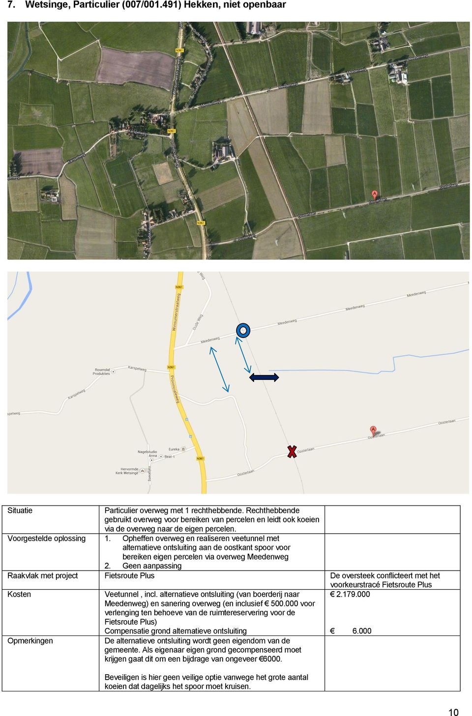 Opheffen overweg en realiseren veetunnel met alternatieve ontsluiting aan de oostkant spoor voor bereiken eigen percelen via overweg Meedenweg 2.