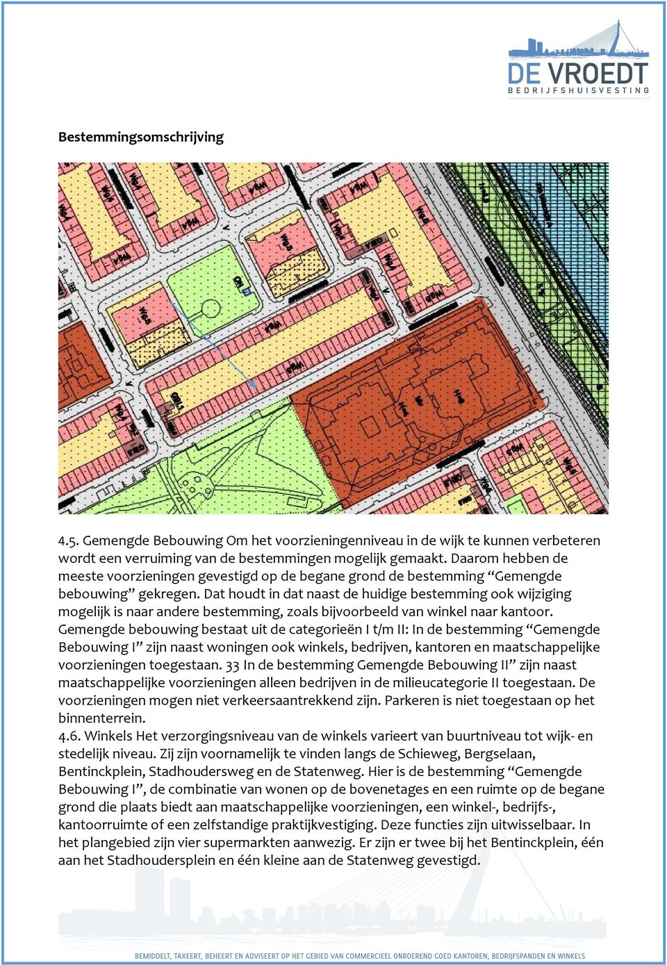 Dat houdt in dat naast de huidige bestemming ook wijziging mogelijk is naar andere bestemming, zoals bijvoorbeeld van winkel naar kantoor.