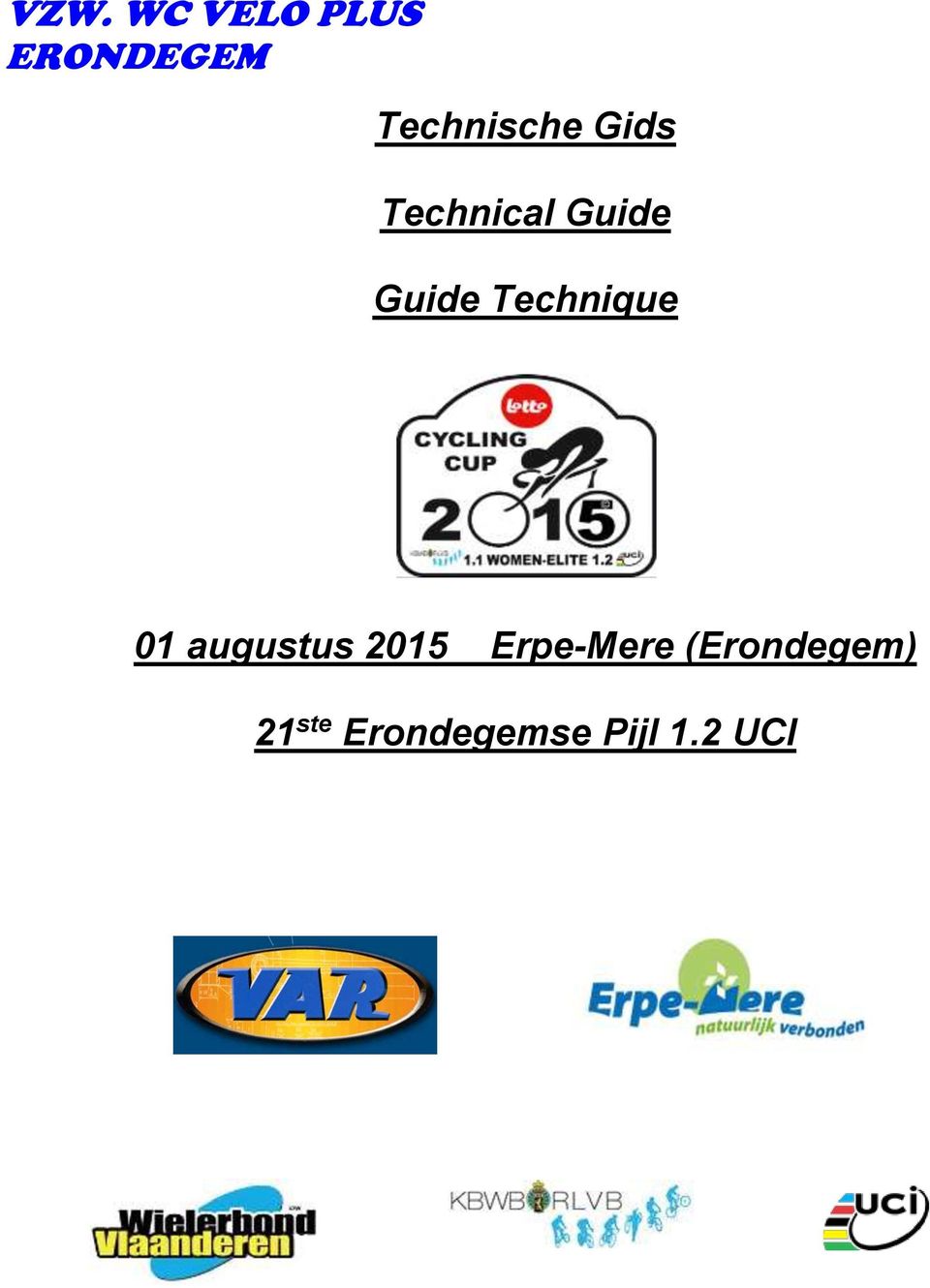 Guide Technique 01 augustus 2015