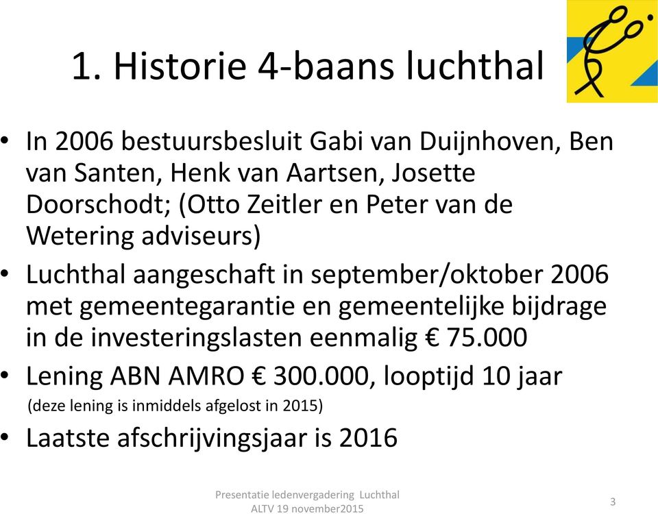 september/oktober 2006 met gemeentegarantie en gemeentelijke bijdrage in de investeringslasten eenmalig 75.