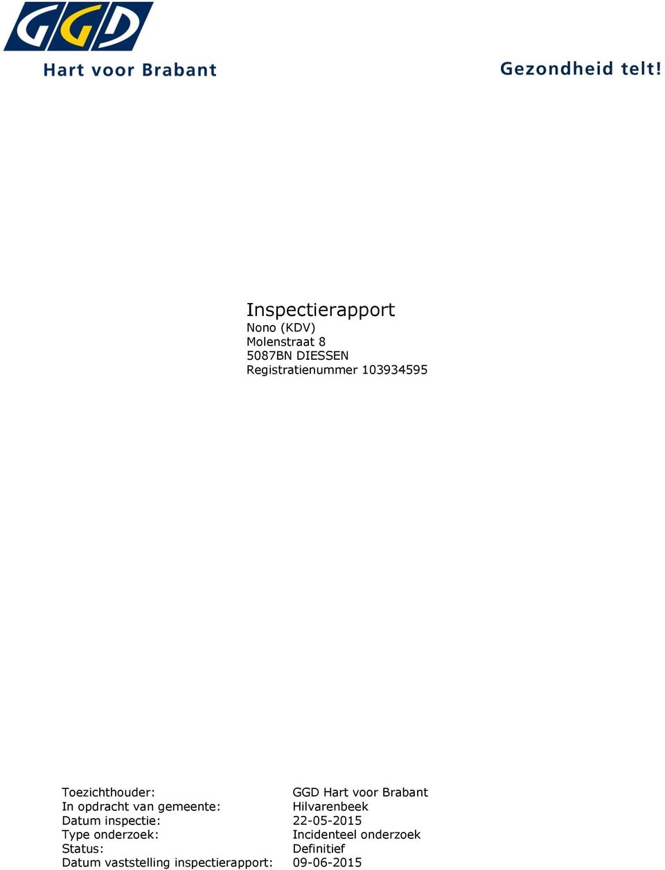 opdracht van gemeente: Hilvarenbeek Datum inspectie: 22-05-2015 Type
