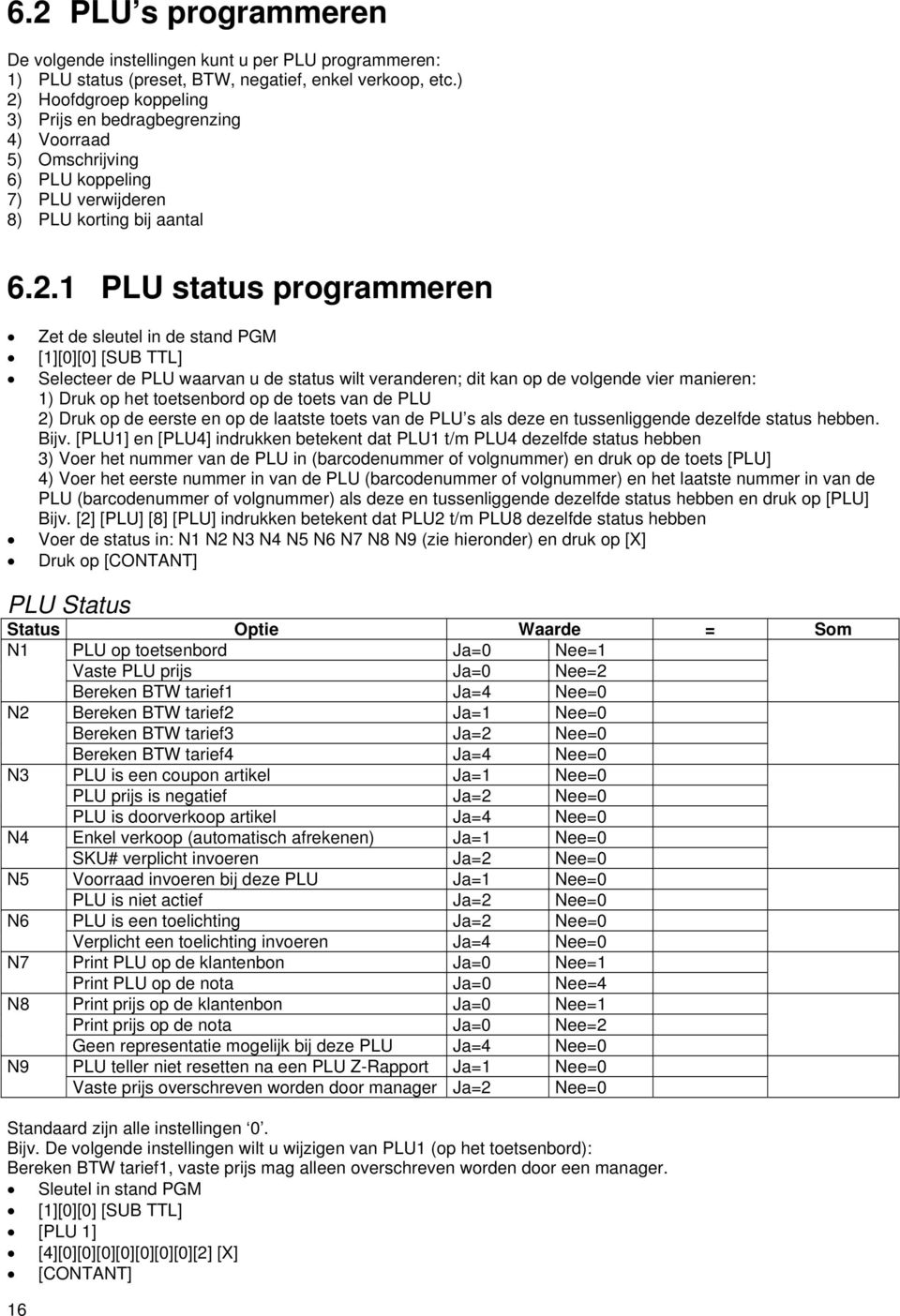 Selecteer de PLU waarvan u de status wilt veranderen; dit kan op de volgende vier manieren: 1) Druk op het toetsenbord op de toets van de PLU 2) Druk op de eerste en op de laatste toets van de PLU s