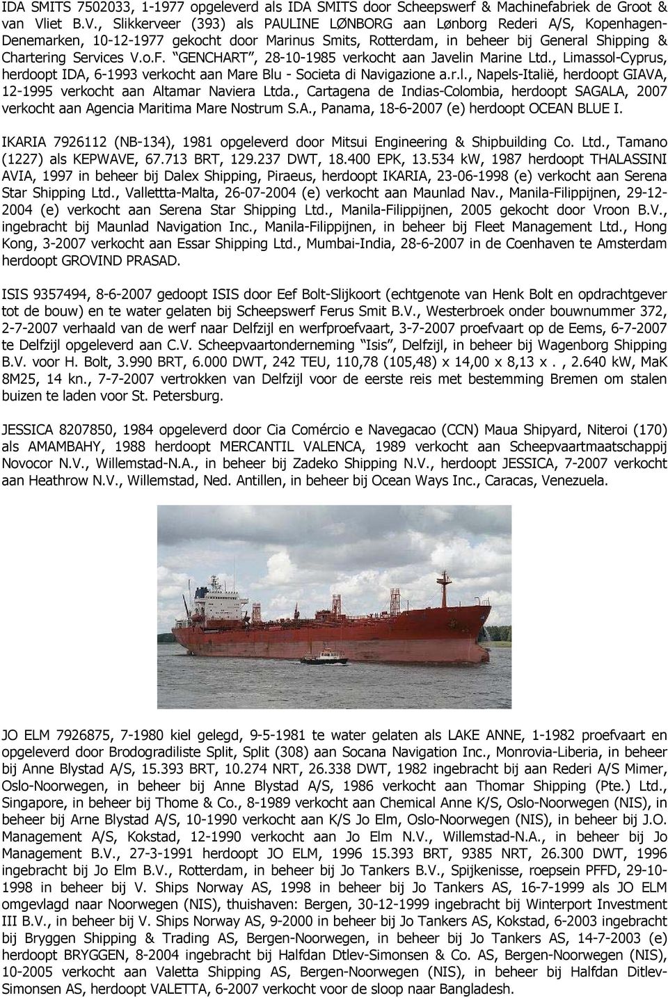 , Slikkerveer (393) als PAULINE LØNBORG aan Lønborg Rederi A/S, Kopenhagen- Denemarken, 10-12-1977 gekocht door Marinus Smits, Rotterdam, in beheer bij General Shipping & Chartering Services V.o.F.