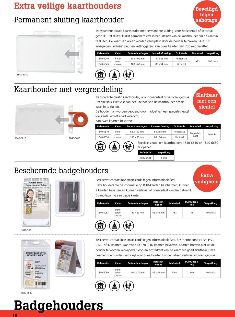 Sluitstuk inbegrepen, inclusief sleuf en kettinggaten. Kan twee kaarten van 750 mic bevatten.