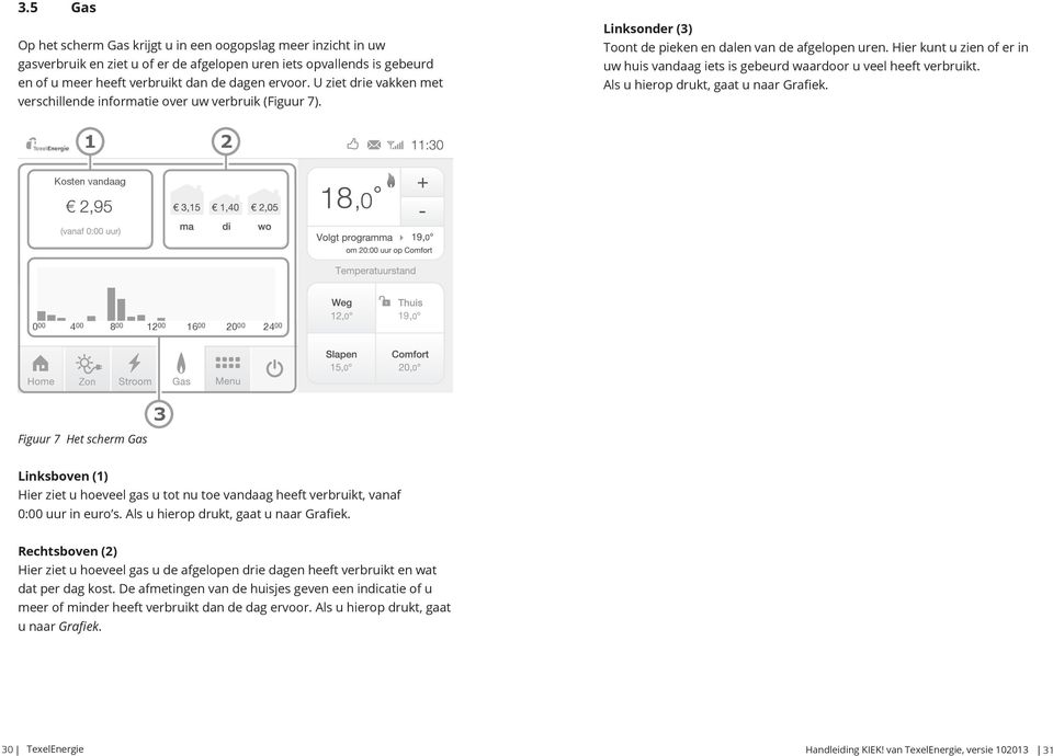 Hier kunt u zien of er in uw huis vandaag iets is gebeurd waardoor u veel heeft verbruikt. Als u hierop drukt, gaat u naar Grafiek.