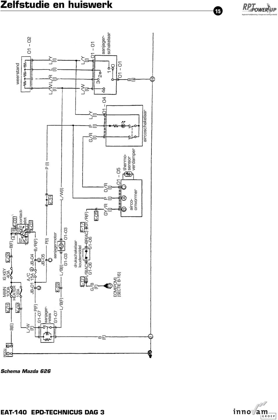 drukschakelaar koudemiddel X 17 X 17 BR/B(AC) BR(AC) GY/R(F) G1 06 G1 06 X 05 23 ECM(PCM) (SECTIE B-16) GY/R P B A C O/R 01 05 thermosensor
