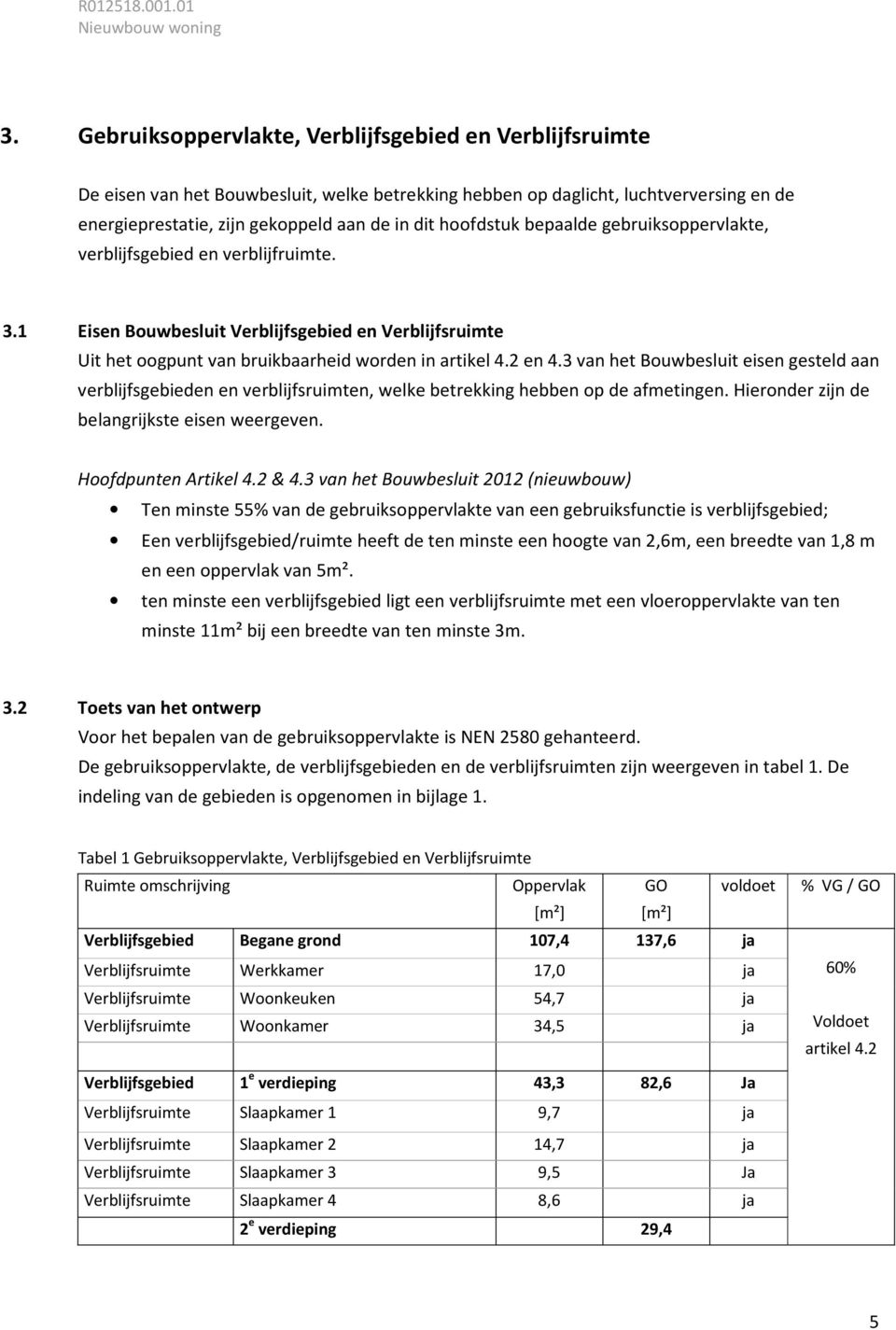 hoofdstuk bepaalde gebruiksoppervlakte, verblijfsgebied en verblijfruimte. 3.1 Eisen Bouwbesluit Verblijfsgebied en Verblijfsruimte Uit het oogpunt van bruikbaarheid worden in artikel 4.2 en 4.