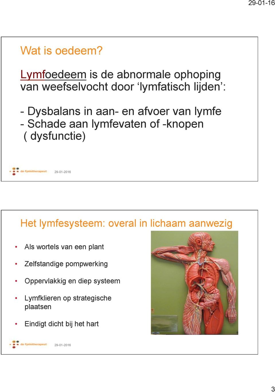 aan- en afvoer van lymfe - Schade aan lymfevaten of -knopen ( dysfunctie) Het lymfesysteem: