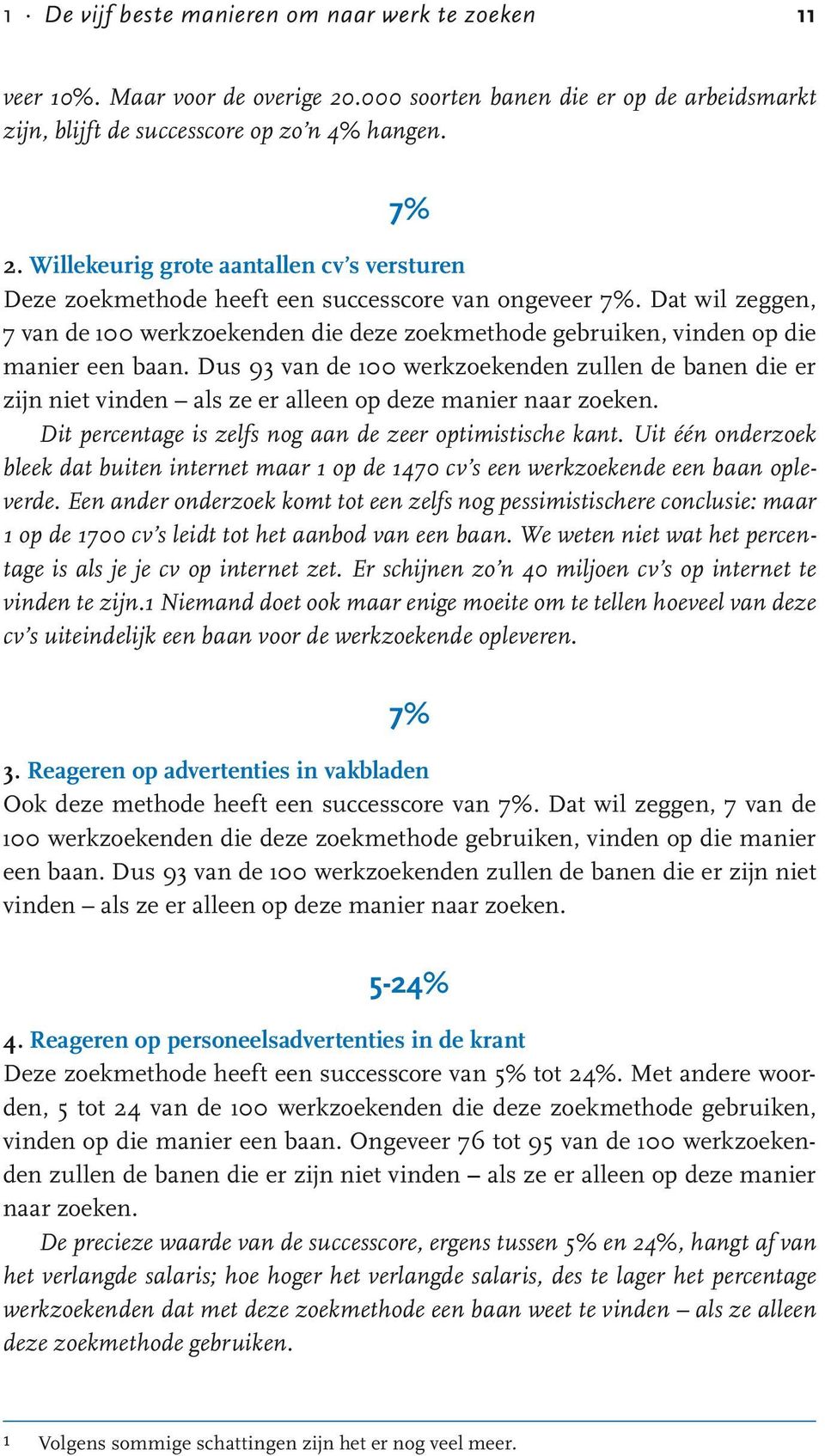 Dat wil zeggen, 7 van de 100 werkzoekenden die deze zoekmethode gebruiken, vinden op die manier een baan.