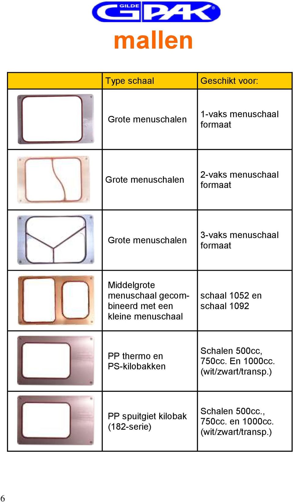 een kleine menuschaal schaal 1052 en schaal 1092 PP thermo en PS-kilobakken Schalen 500cc, 750cc.