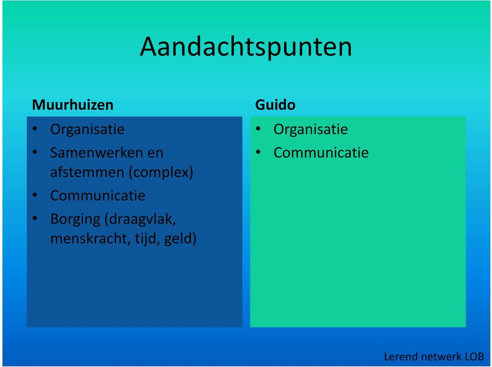 Communicatie Borging (draagvlak,