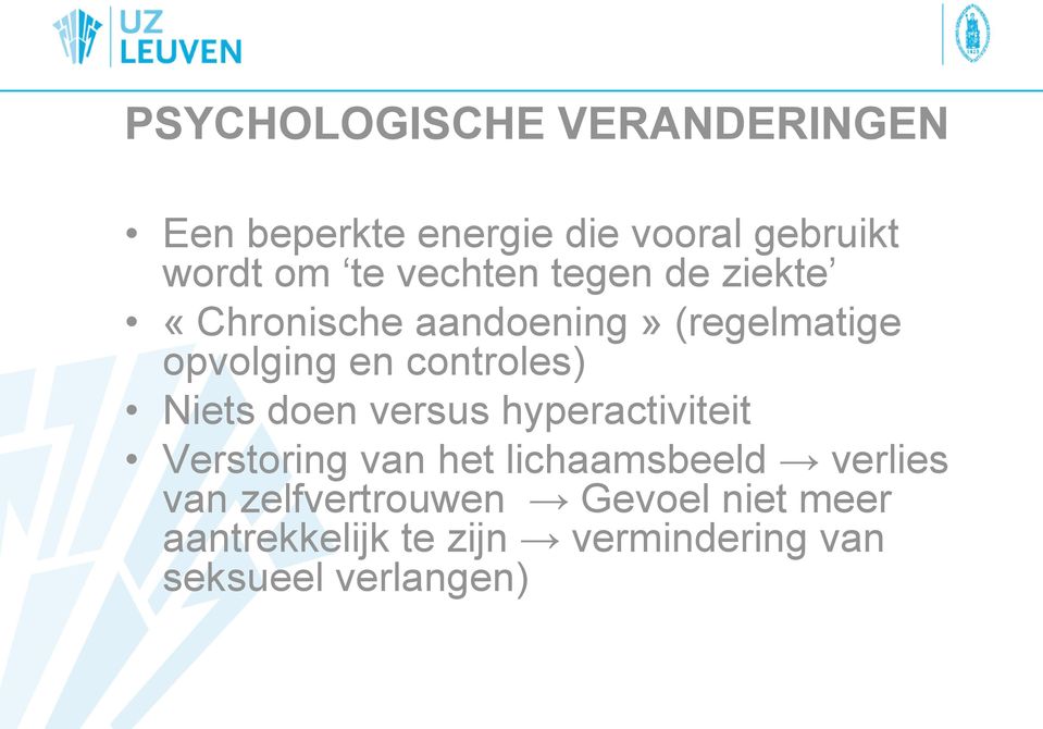 controles) Niets doen versus hyperactiviteit Verstoring van het lichaamsbeeld