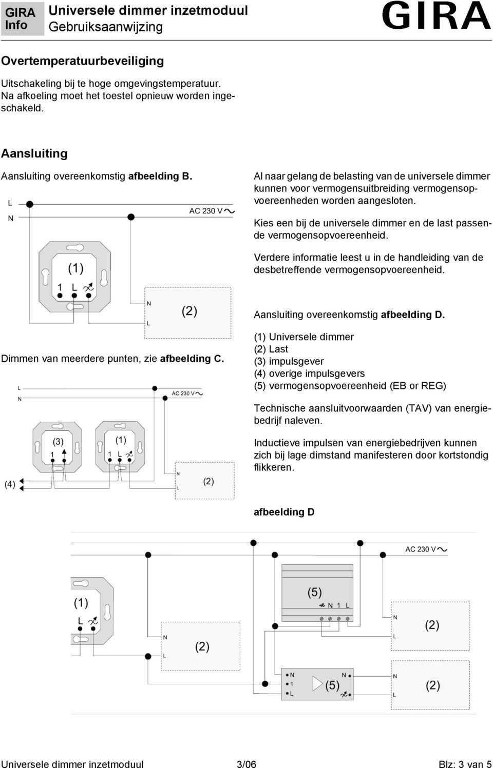 Universele dimmer inzetmoduul Gebruiksaanwijzing - PDF Gratis download