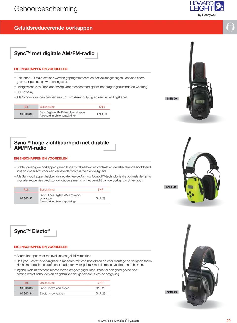 SNR 29 10 303 30 Sync Digitale AM/FMradiooorkappen (geleverd in blisterverpakking) SNR 29 Sync TM hoge zichtbaarheid met digitale AM/FMradio Lichte, groen/gele oorkappen geven hoge zichtbaarheid en