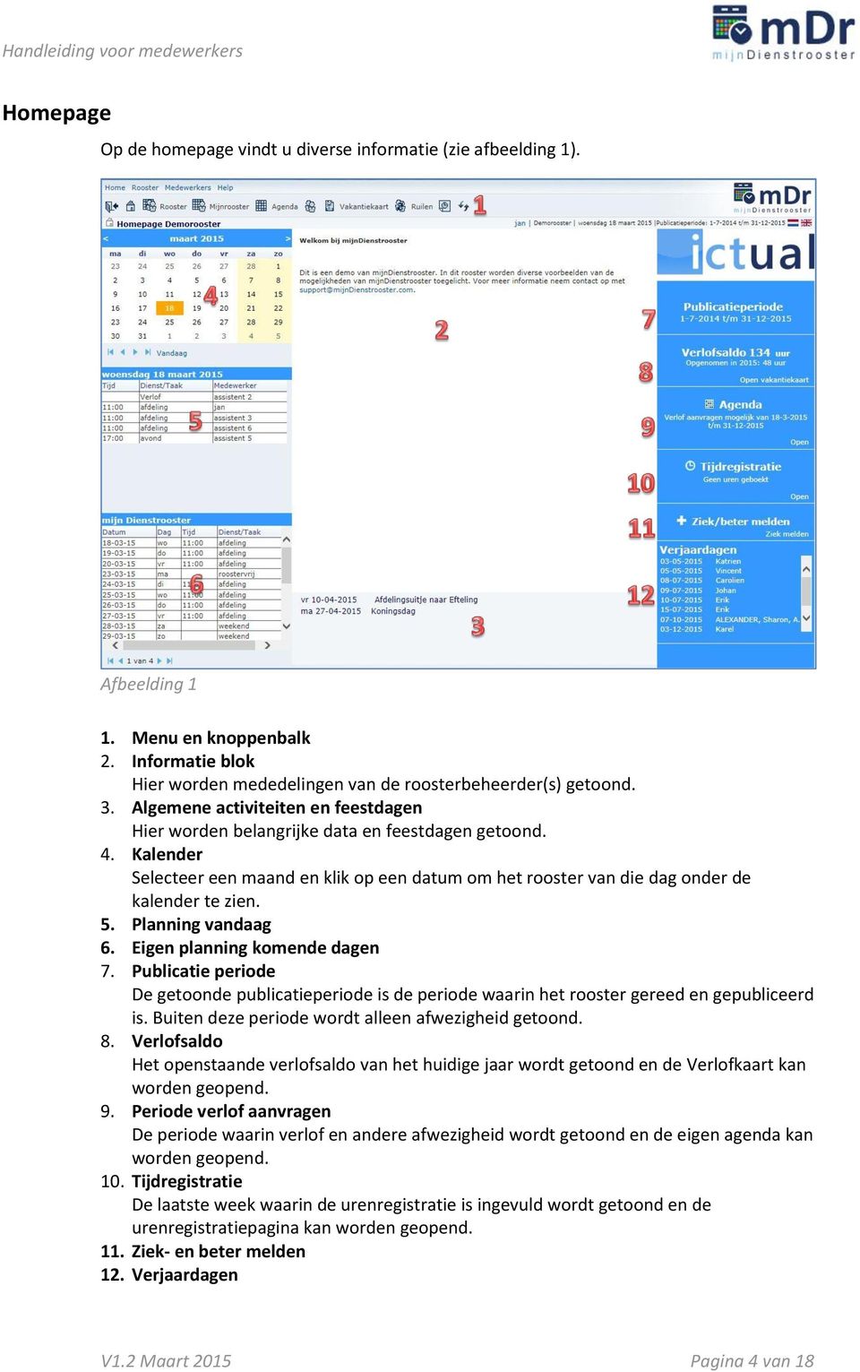 Planning vandaag 6. Eigen planning komende dagen 7. Publicatie periode De getoonde publicatieperiode is de periode waarin het rooster gereed en gepubliceerd is.