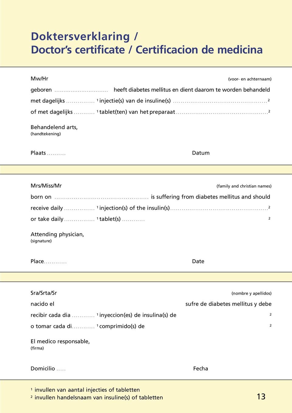 ............................................... 2 Behandelend arts, (handtekening) Plaats.......... Datum Mrs/Miss/Mr (family and christian names) born on.