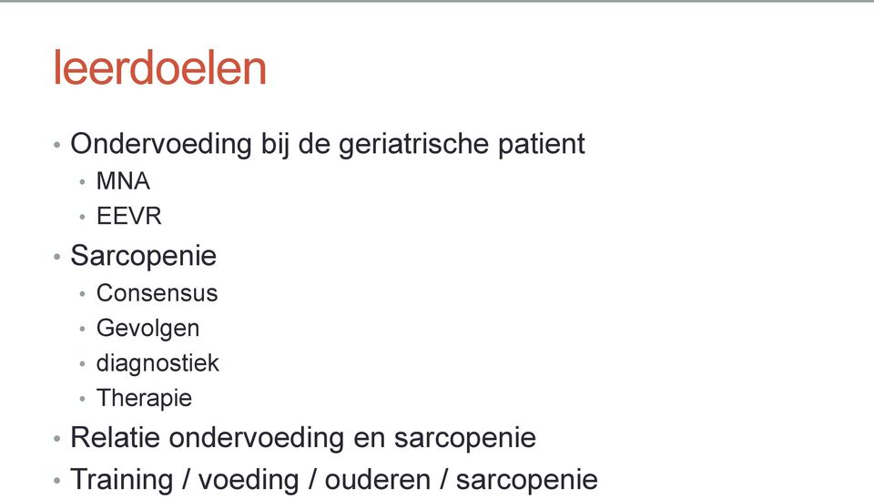 diagnostiek Therapie Relatie ondervoeding en