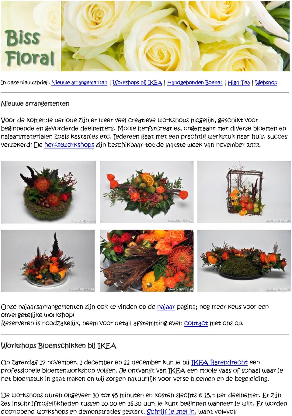 Iedereen gaat met een prachtig werkstuk naar huis, succes verzekerd! De herfstworkshops zijn beschikbaar tot de laatste week van november 2012.