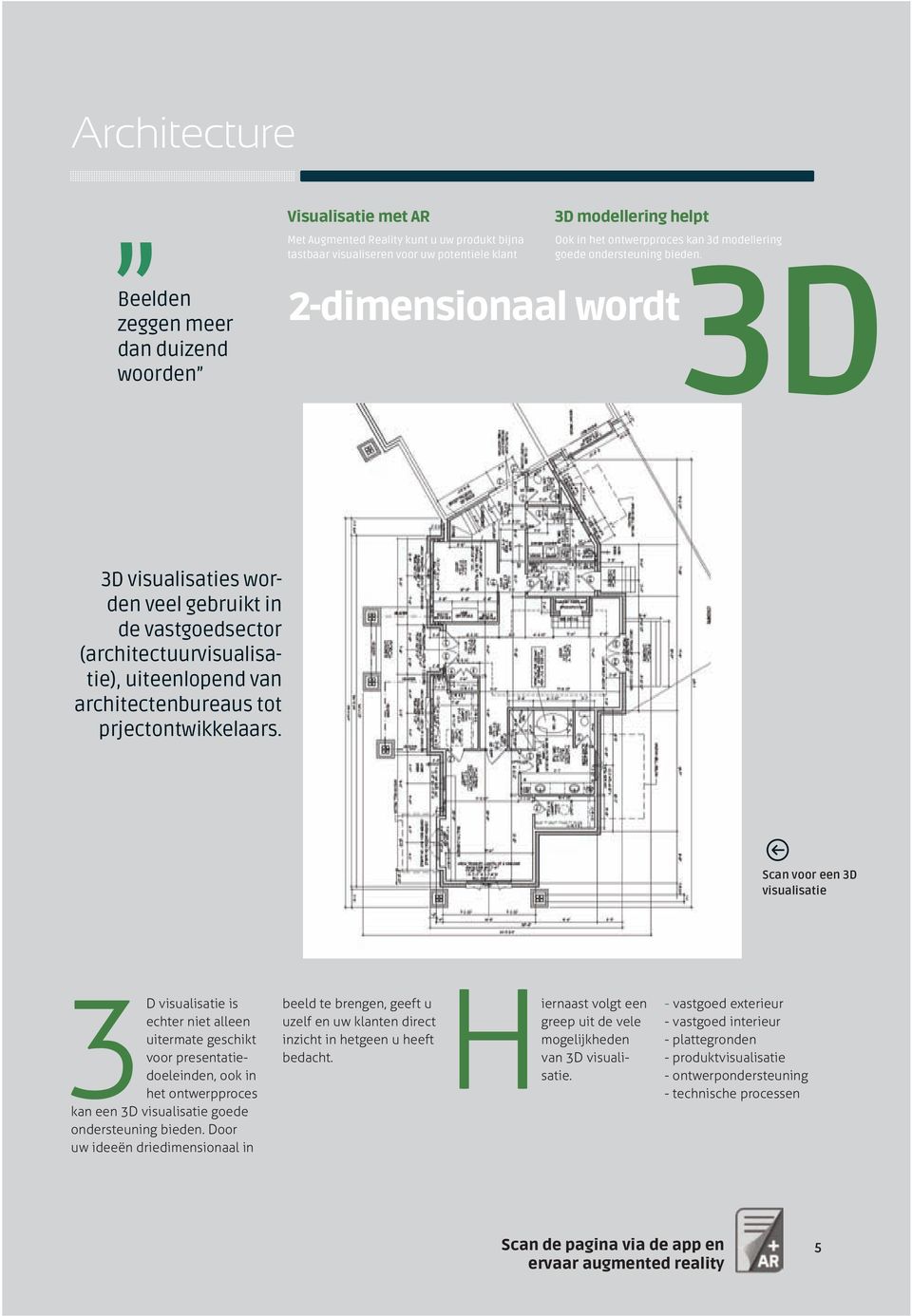 2-dimensionaal wordt Beelden zeggen meer dan duizend woorden 3D 3D visualisaties worden veel gebruikt in de vastgoedsector (architectuurvisualisatie), uiteenlopend van architectenbureaus tot