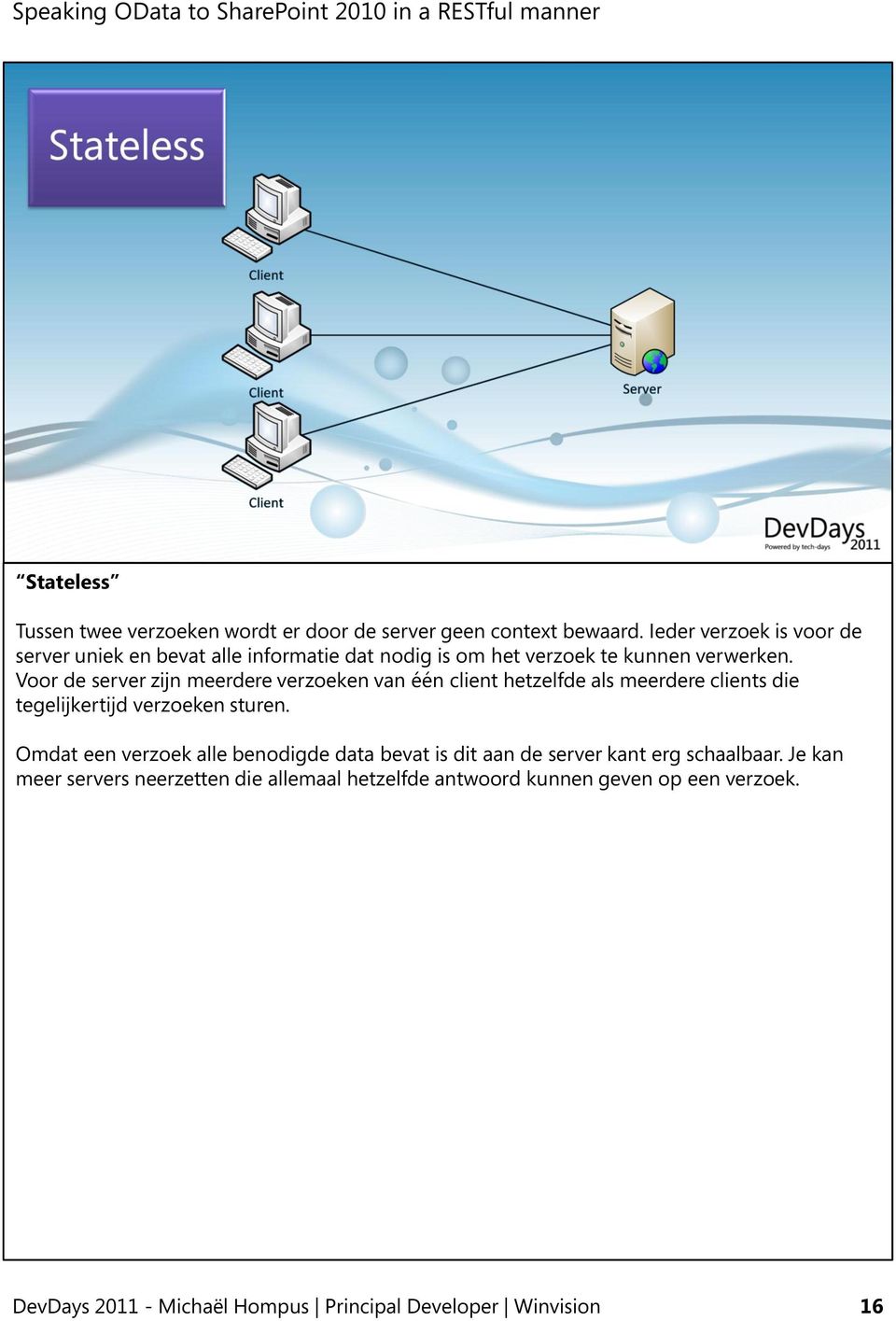 Voor de server zijn meerdere verzoeken van één client hetzelfde als meerdere clients die tegelijkertijd verzoeken sturen.