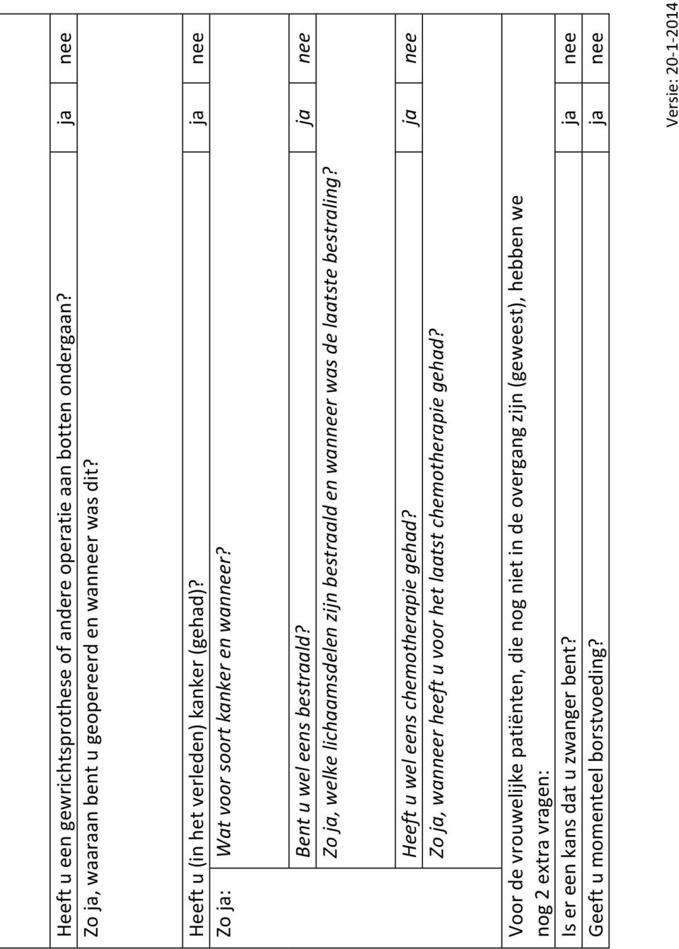 ja nee Zo ja, welke lichaamsdelen zijn bestraald en wanneer was de laatste bestraling? Heeft u wel eens chemotherapie gehad?