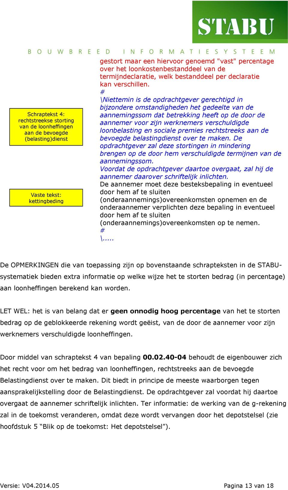 # \Niettemin is de opdrachtgever gerechtigd in bijzondere omstandigheden het gedeelte van de aannemingssom dat betrekking heeft op de door de aannemer voor zijn werknemers verschuldigde loonbelasting