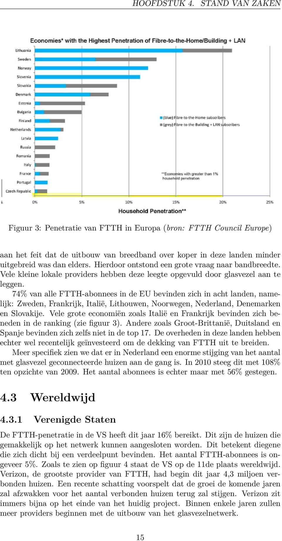 74% van alle FTTH-abonnees in de EU bevinden zich in acht landen, namelijk: Zweden, Frankrijk, Italië, Lithouwen, Noorwegen, Nederland, Denemarken en Slovakije.