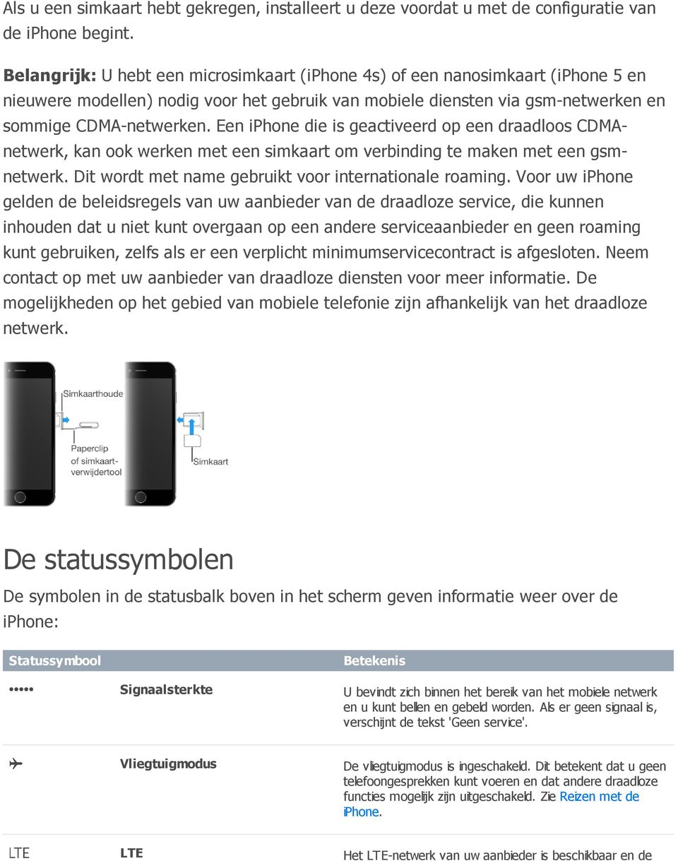 Een iphone die is geactiveerd op een draadloos CDMAnetwerk, kan ook werken met een simkaart om verbinding te maken met een gsmnetwerk. Dit wordt met name gebruikt voor internationale roaming.