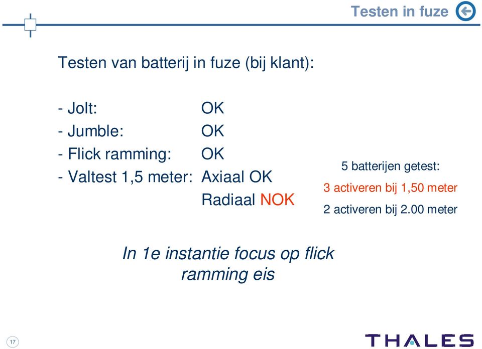 OK Radiaal NOK 5 batterijen getest: 3 activeren bij 1,50 meter 2