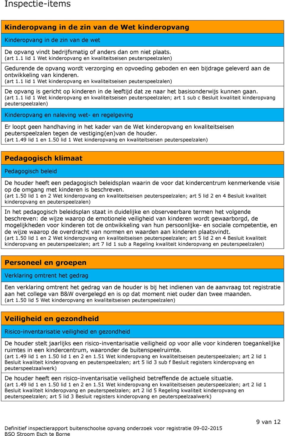 1 lid 1 Wet kinderopvang en kwaliteitseisen peuterspeelzalen) De opvang is gericht op kinderen in de leeftijd dat ze naar het basisonderwijs kunnen gaan. (art 1.