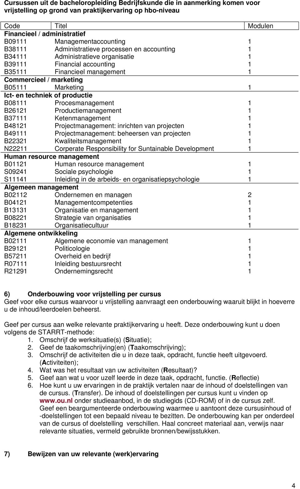 B05111 Marketing 1 Ict- en techniek of productie B08111 Procesmanagement 1 B26121 Productiemanagement 1 B37111 Ketenmanagement 1 B48121 Projectmanagement: inrichten van projecten 1 B49111