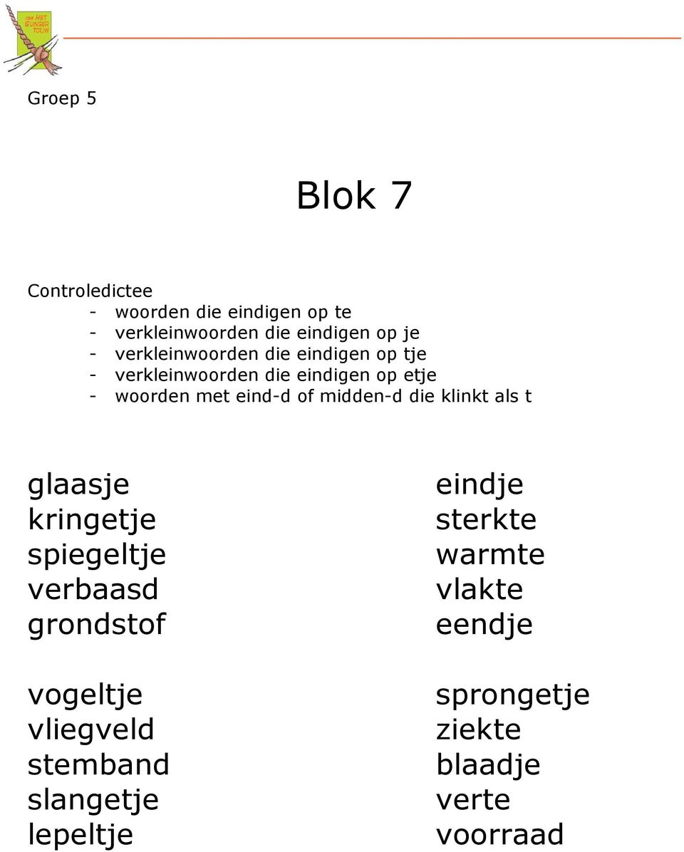 of midden-d die klinkt als t glaasje kringetje spiegeltje verbaasd grondstof vogeltje vliegveld