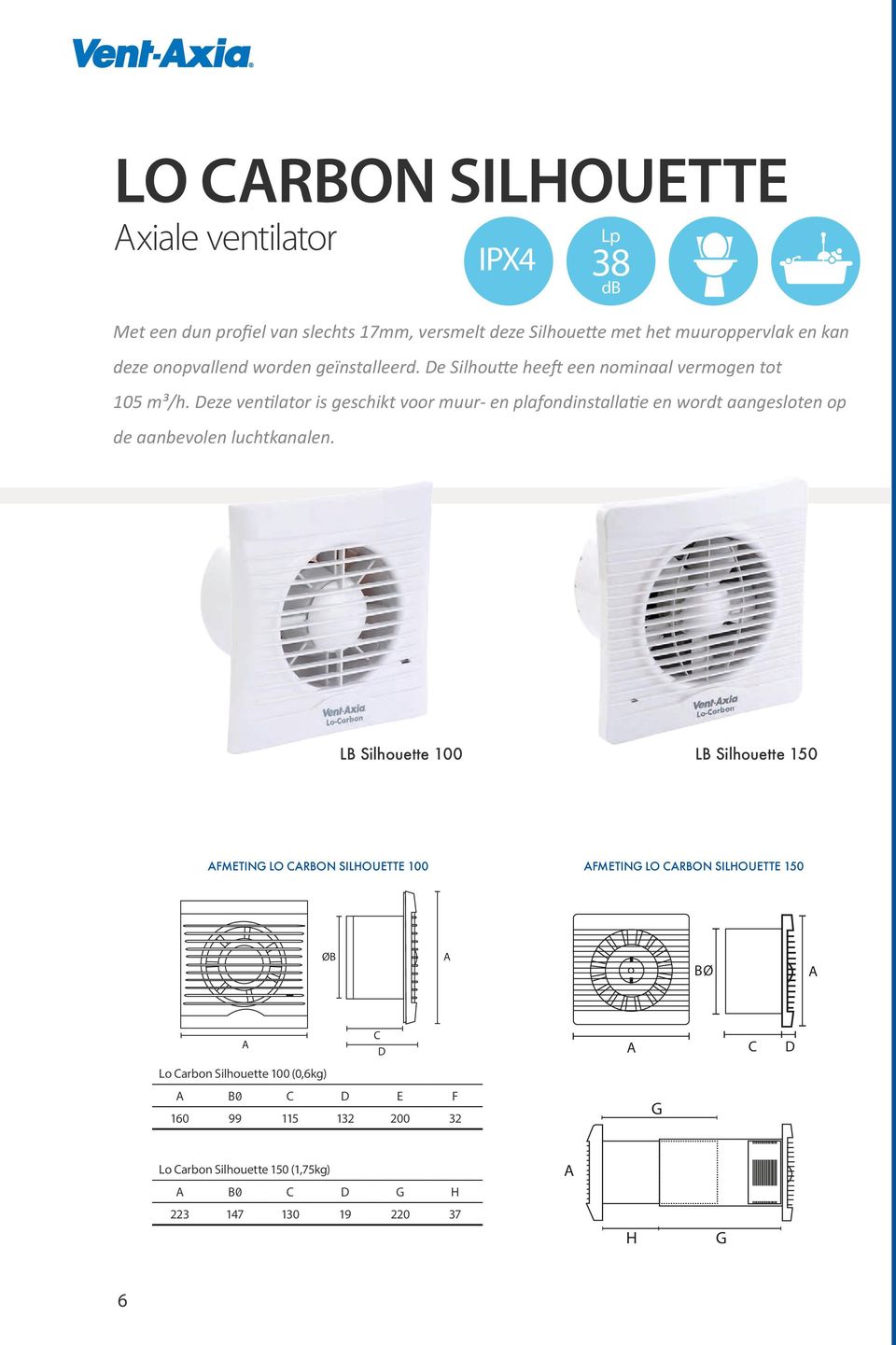 Deze ventilator is geschikt voor muur- en plafondinstallatie en wordt aangesloten op de aanbevolen luchtkanalen.