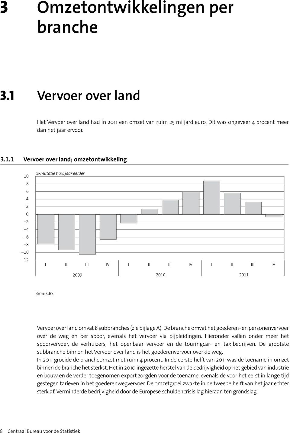 De branche omvat het goederen- en personenvervoer over de weg en per spoor, evenals het vervoer via pijpleidingen.