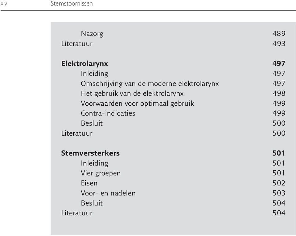 Voorwaarden voor optimaal gebruik 499 Contra-indicaties 499 Besluit 500 Literatuur 500