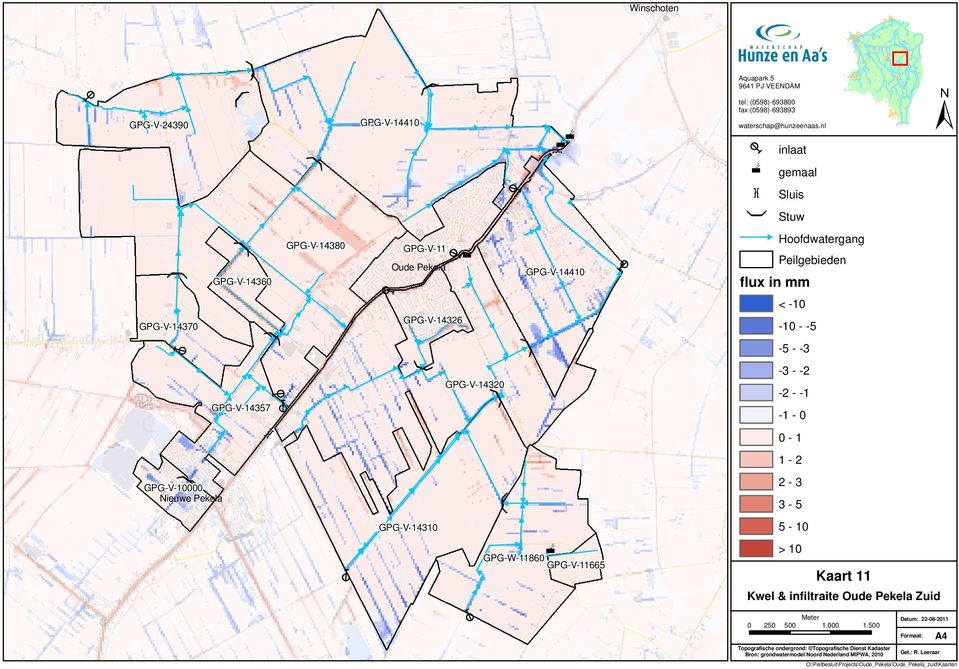 5-10 665 > 10 Kaart 11 Kwel & infiltraite Zuid