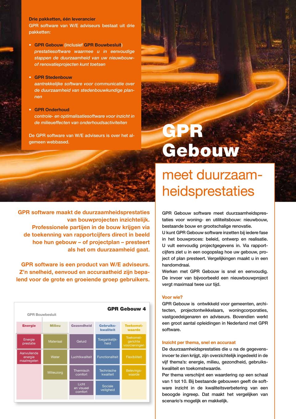 optimalisatiesoftware voor inzicht in de milieueffecten van onderhoudsactiviteiten De GPR software van W/E adviseurs is over het algemeen webbased.